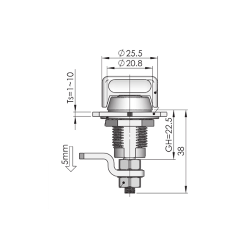 MS816-3S-2 Serrures à loquet à compression carrées 6 x 6 mm MS816-3S-2 Serrures à loquet à compression carrées 6 x 6 mm