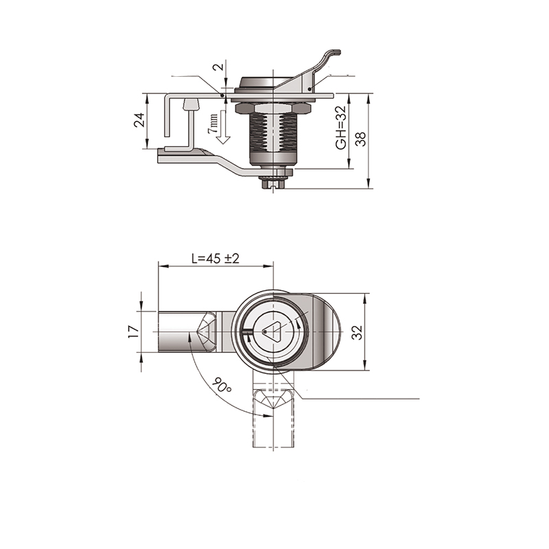 MS816-1-1 Serrures à loquet à compression à cylindre de serrure triangulaire de 8 mm MS816-1-1 Serrures à loquet à compression à cylindre de serrure triangulaire de 8 mm