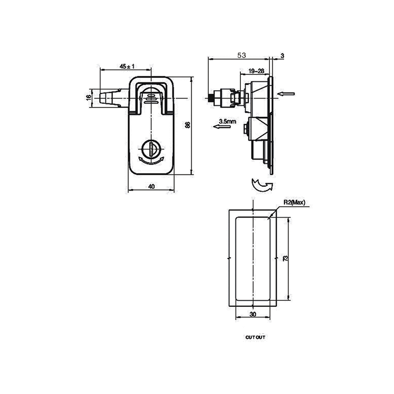 Type compression MS726-1A 215g Serrures à Cabinet avec fonction télescopique Type compression MS726-1A 215g Serrures à Cabinet avec fonction télescopique